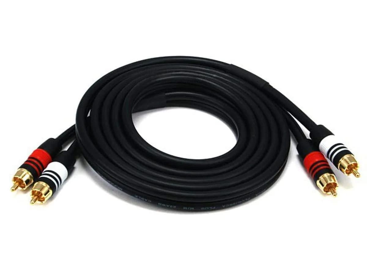 Monoprice Premium 2 RCA Plug to 2 RCA Plug 22AWG Cable 1.83m (6ft) | Shielded Audio Cable - main product image