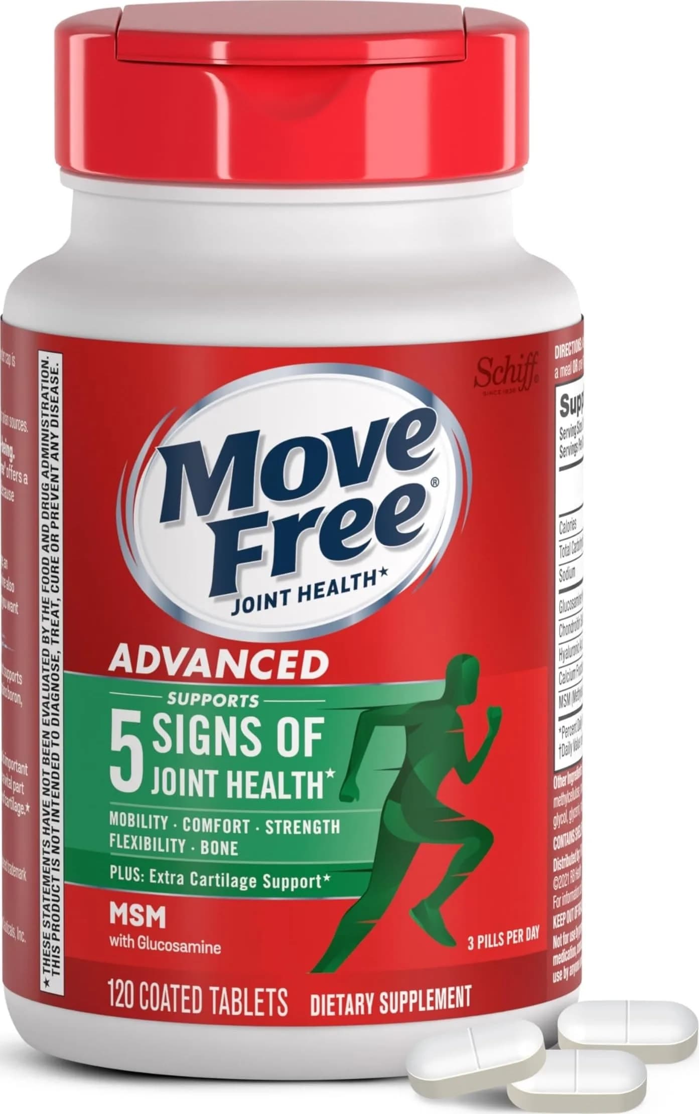 Move Free Advanced Joint Support Glucosamine Chondroitin MSM Tablets 120 Count (40 Servings) | Supports Joint Comfort & Mobility - main product image