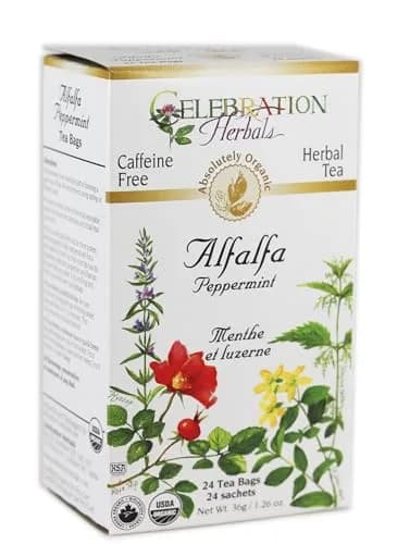 Celebration Herbals Alfalfa Peppermint Tea Organic 24 Bag | Caffeine Free Herbal Tea with Organic Herbs thumbnail 1