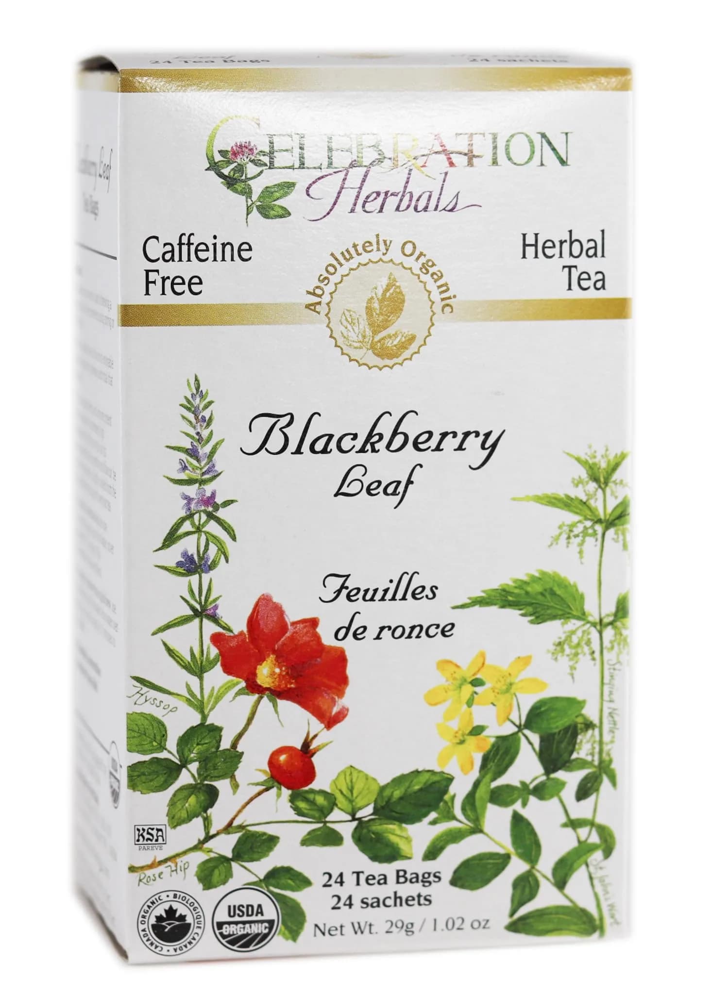Celebration Herbals Blackberry Leaf Organic 24 Bag | Herbal Tea with Blackberry Flavor, 29g (1.02 oz) — Muiticolored
