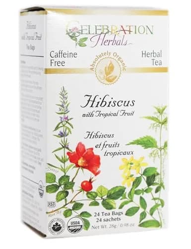 Celebration Herbals Organic Hibiscus with Tropical Fruit Tea Caffeine Free | 24 Tea Bags 28g thumbnail 1