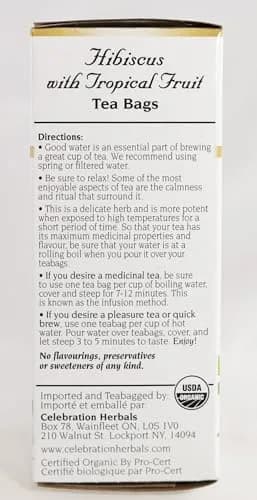 Celebration Herbals Organic Hibiscus with Tropical Fruit Tea Caffeine Free | 24 Tea Bags 28g thumbnail 4