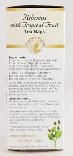 Celebration Herbals Organic Hibiscus with Tropical Fruit Tea Caffeine Free | 24 Tea Bags 28g thumbnail 5