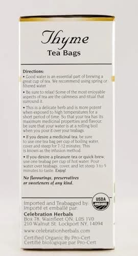 Celebration Herbals Organic Thyme Tea Bags 24 | Aromatic & Stress-Relieving (70-120 chars) thumbnail 4