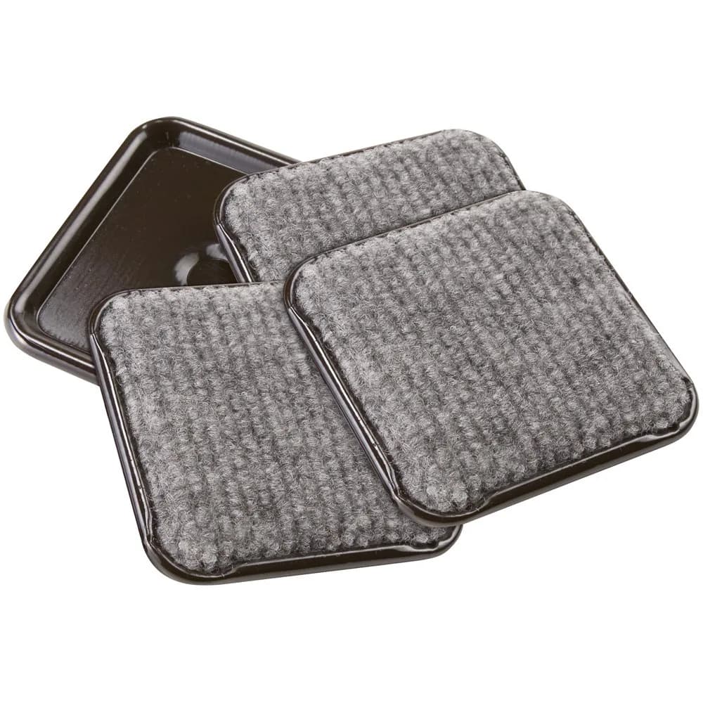 SOFTTOUCH 2-1/2" Square Reusable Carpet Bottom Furniture Caster Cups, 12-Pack, Brown/Gray | Protects Floors & Reduces Noise