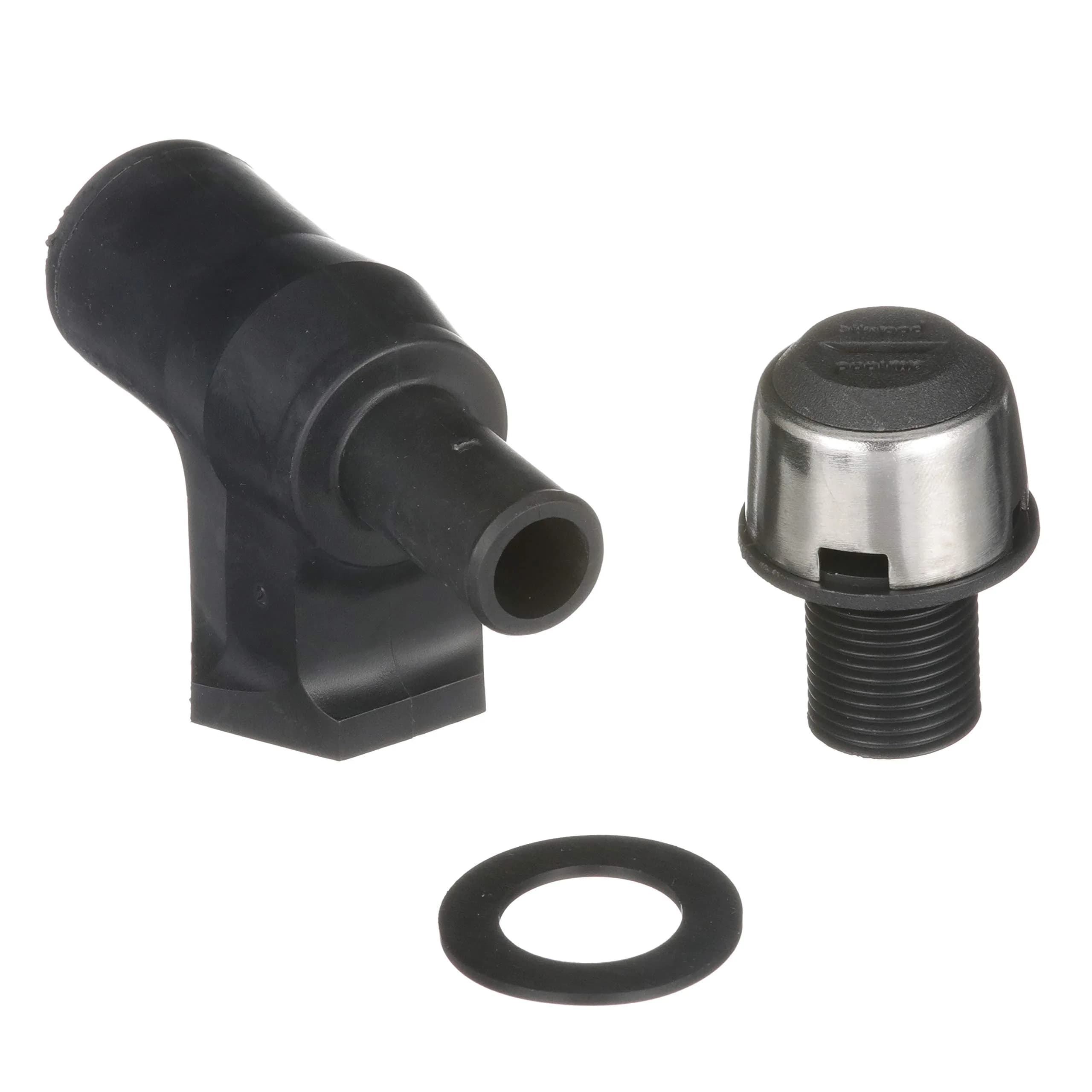 attwood Composite 90 Degree P-Trap Fuel Tank Vent, Black | Water-Resistant Marine Fuel Vent — Black with stainless steel trim cover