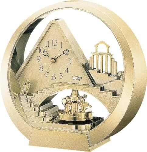 Rhythm Clocks - Stairway To Heaven Mantel Clock | Modern Gold Metal Design, 9.2in H x 9.4in W | Battery Operated (70-120c) thumbnail 1