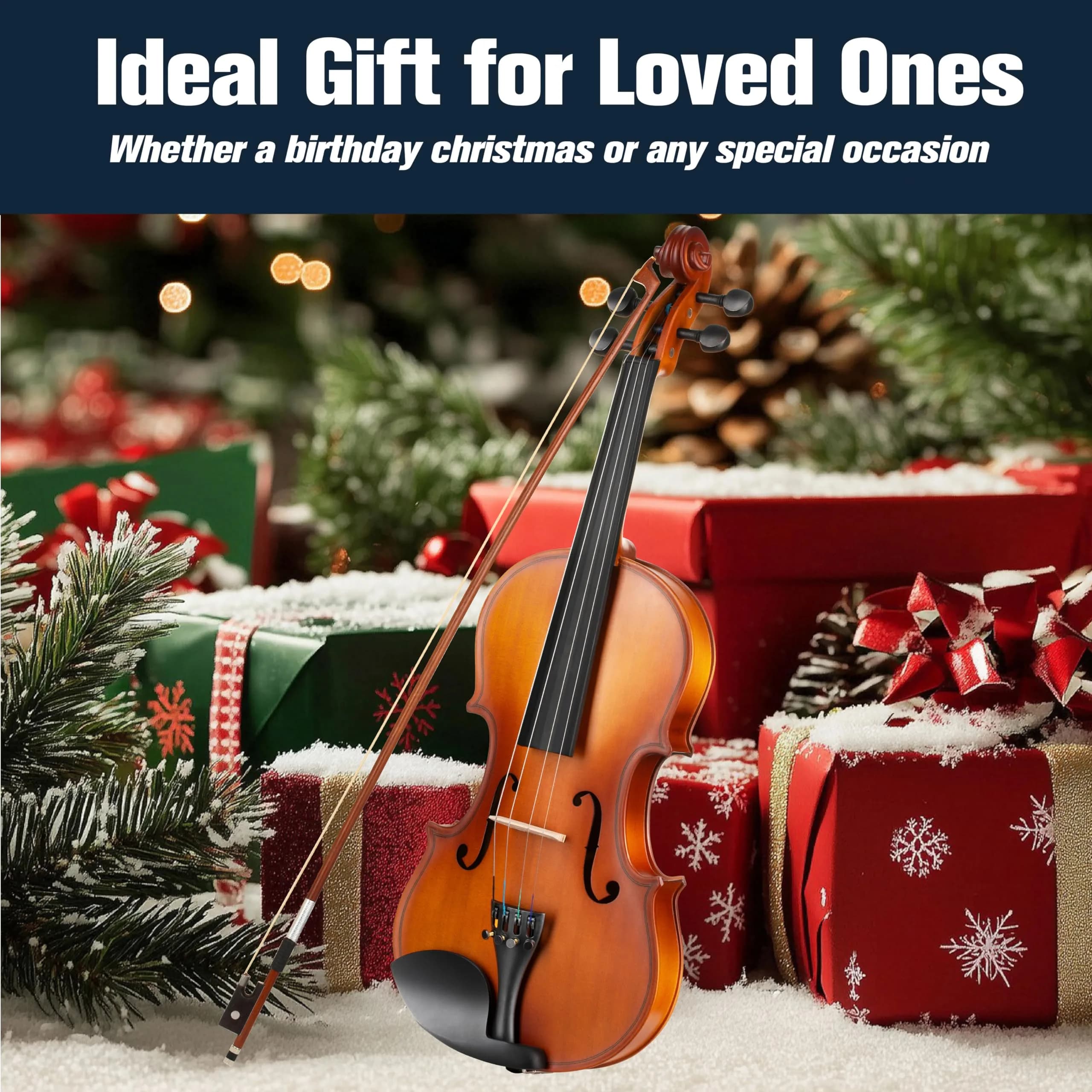 Mendini by Cecilio 1/4 Violin Set with Case, Bow, Rosin, Shoulder Rest & Extra Strings | Hand Carved Solid Wood Beginner Violin Kit - view 7