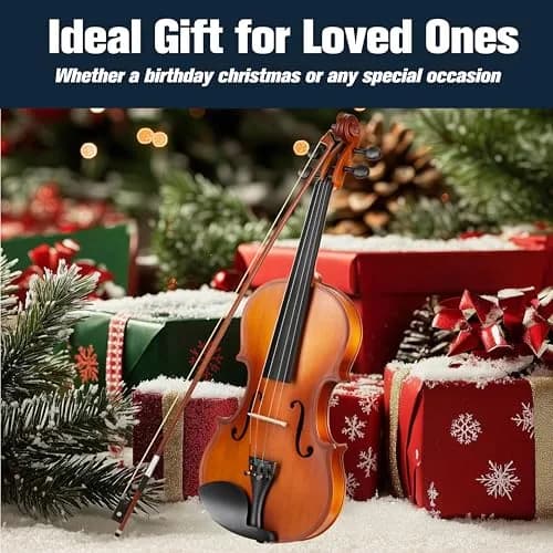 Mendini by Cecilio 1/4 Violin Set with Case, Bow, Rosin, Shoulder Rest & Extra Strings | Hand Carved Solid Wood Beginner Violin Kit thumbnail 7