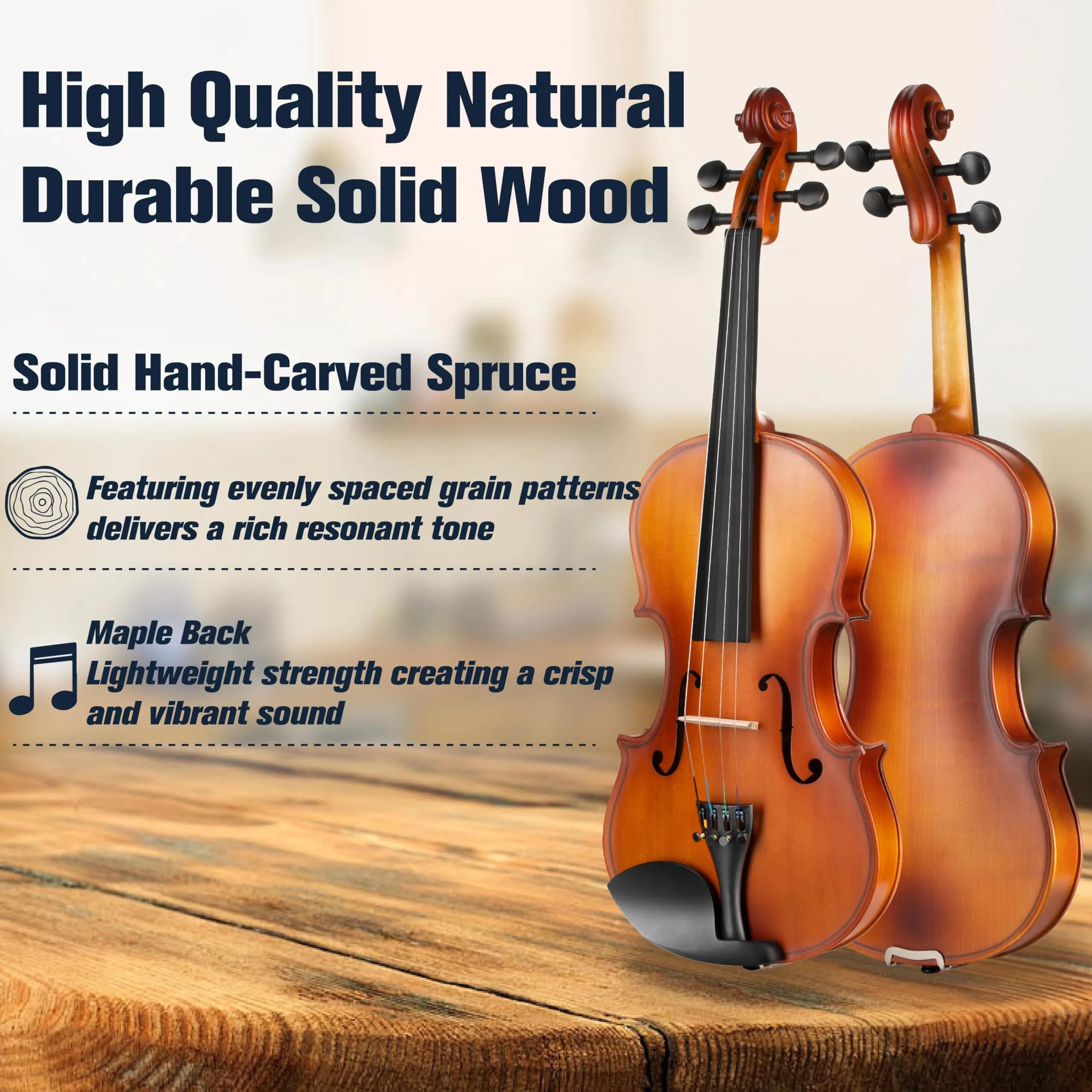 Mendini by Cecilio Satin Antique 3/4 Size Violin Set with Case, Bow, Rosin & Shoulder Rest - view 3