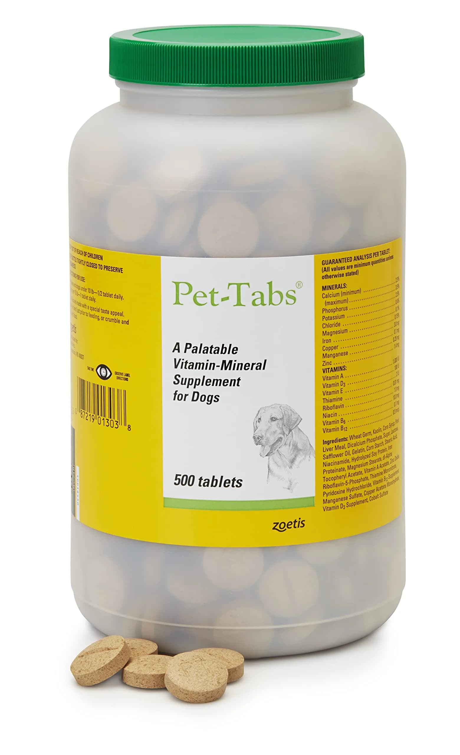 Pet-Tabs Multivitamin Supplement for Dogs & Puppies 500 Chewables | Supports General Wellness & Coat Health