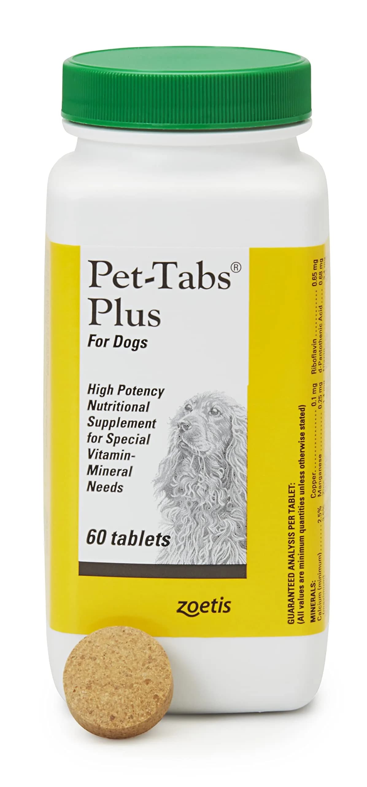 Pet-Tabs Plus Multivitamin for Dogs 60 Chewables | Supports Wellness & Coat Health — Brown