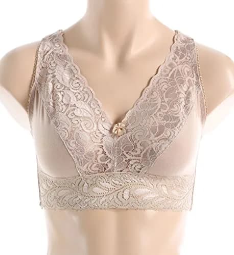 V VALMONT Lace Leisure Bra Style (Back Hook) 40D | Wire-Free, Supportive Elastic Underband, Wide Comfort Straps thumbnail 3