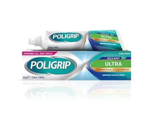 Poligrip Denture Adhesive Cream Ultra Fresh Mint 40g (1.41 oz) | Strong All-Day Hold thumbnail 1