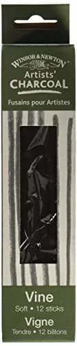 Winsor & Newton Artist Vine Charcoal Sticks Soft 12 Count | Professional Grade Drawing Media thumbnail 1