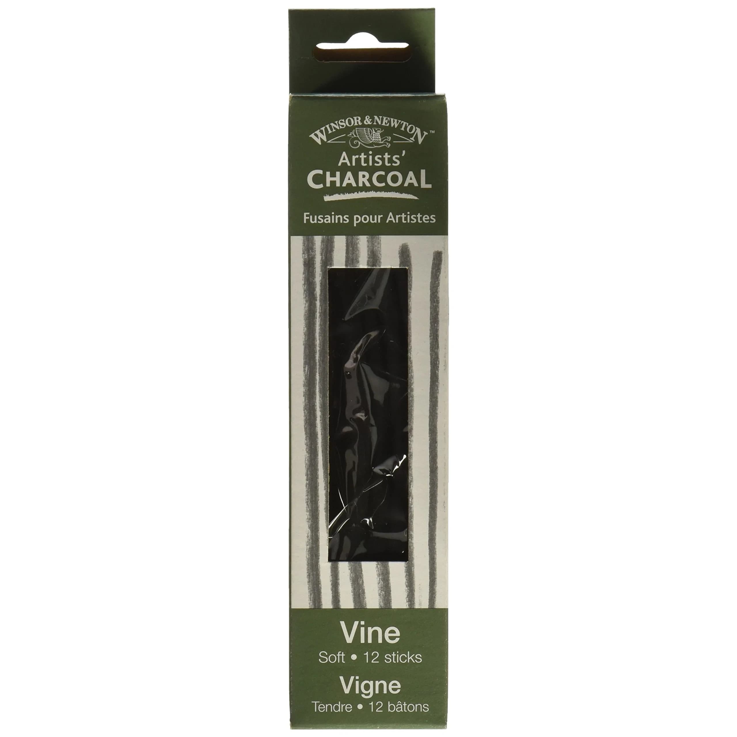Winsor & Newton Artist Vine Charcoal Sticks Extra-Soft 3 Sticks | Professional Grade Drawing Medium — Box of 12