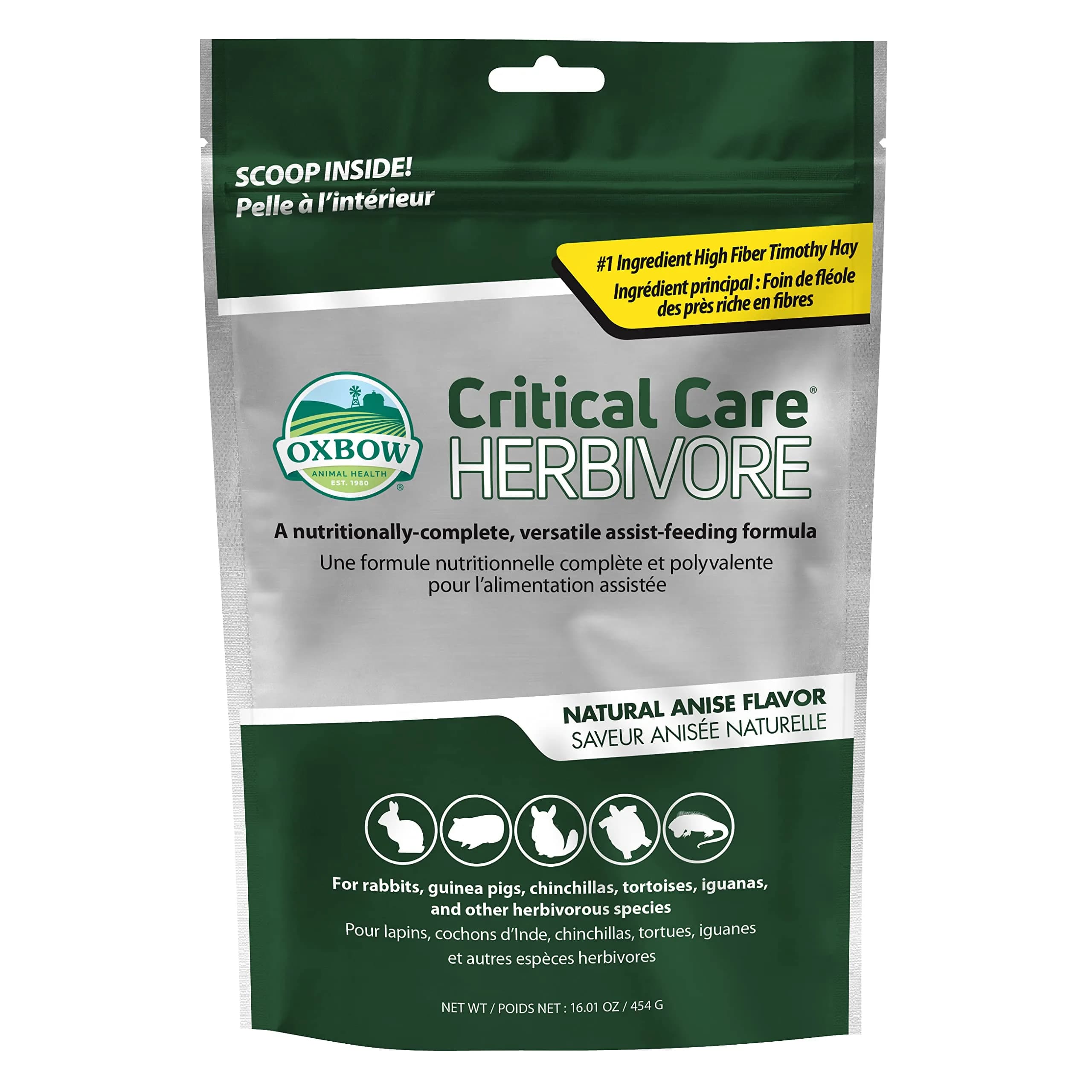 Oxbow Critical Care Herbivore Recovery Food 454g (16.01 oz) | Vet-Formulated for Rabbits & Guinea Pigs - main product image