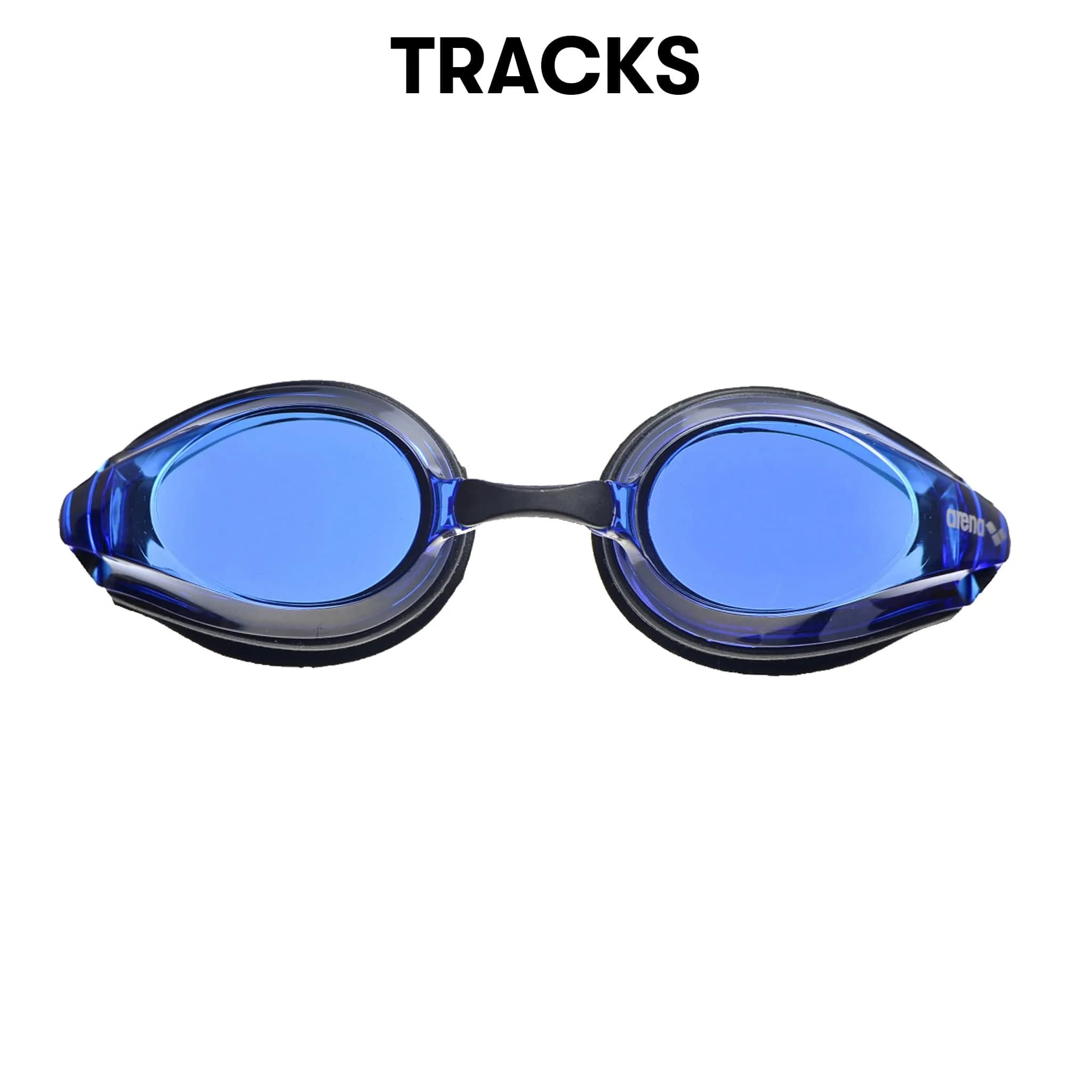 ARENA Tracks Adult Non-Mirror Racing Swim Goggles | Black/Blue/Black - view 3