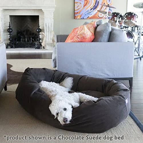 Majestic Pet Suede Calming Dog Bed, 32 Inch Medium, Round, Washable, Sage | Supportive Bolster & Elegant Design thumbnail 7