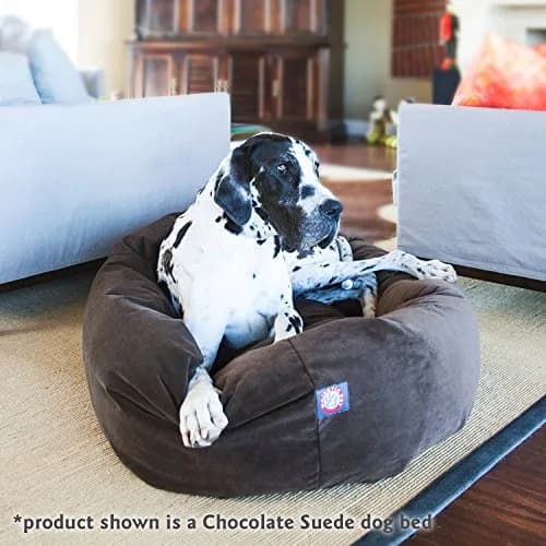 Majestic Pet Suede Calming Dog Bed, 52 Inch X-Large, Round, Washable, Stone | Supportive bolster & elegant design thumbnail 7