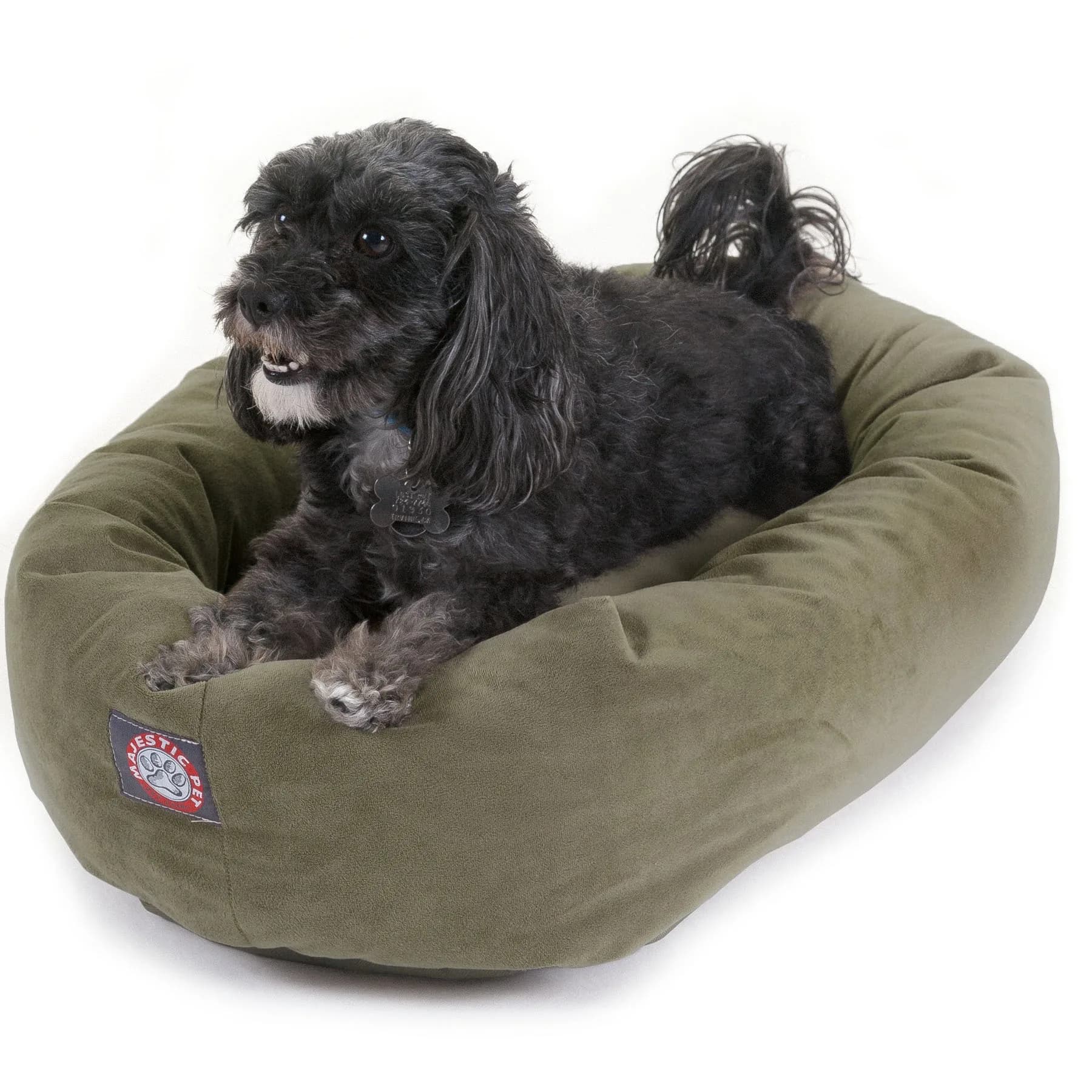 Majestic Pet Suede Calming Dog Bed, 24 Inch Small | Washable, Sage, Round
