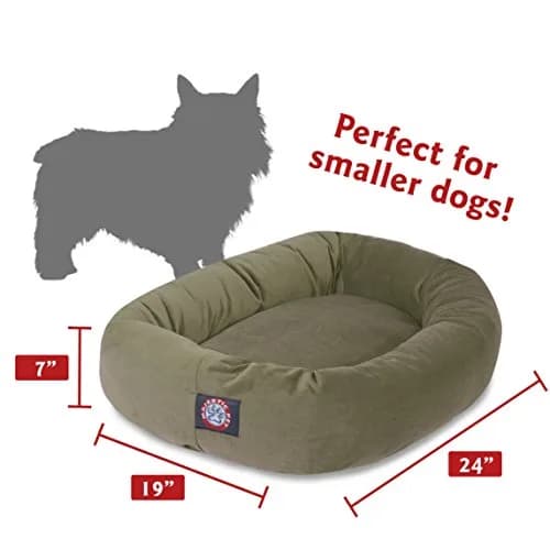 Majestic Pet Suede Calming Dog Bed, 24 Inch Small | Washable, Sage, Round thumbnail 3
