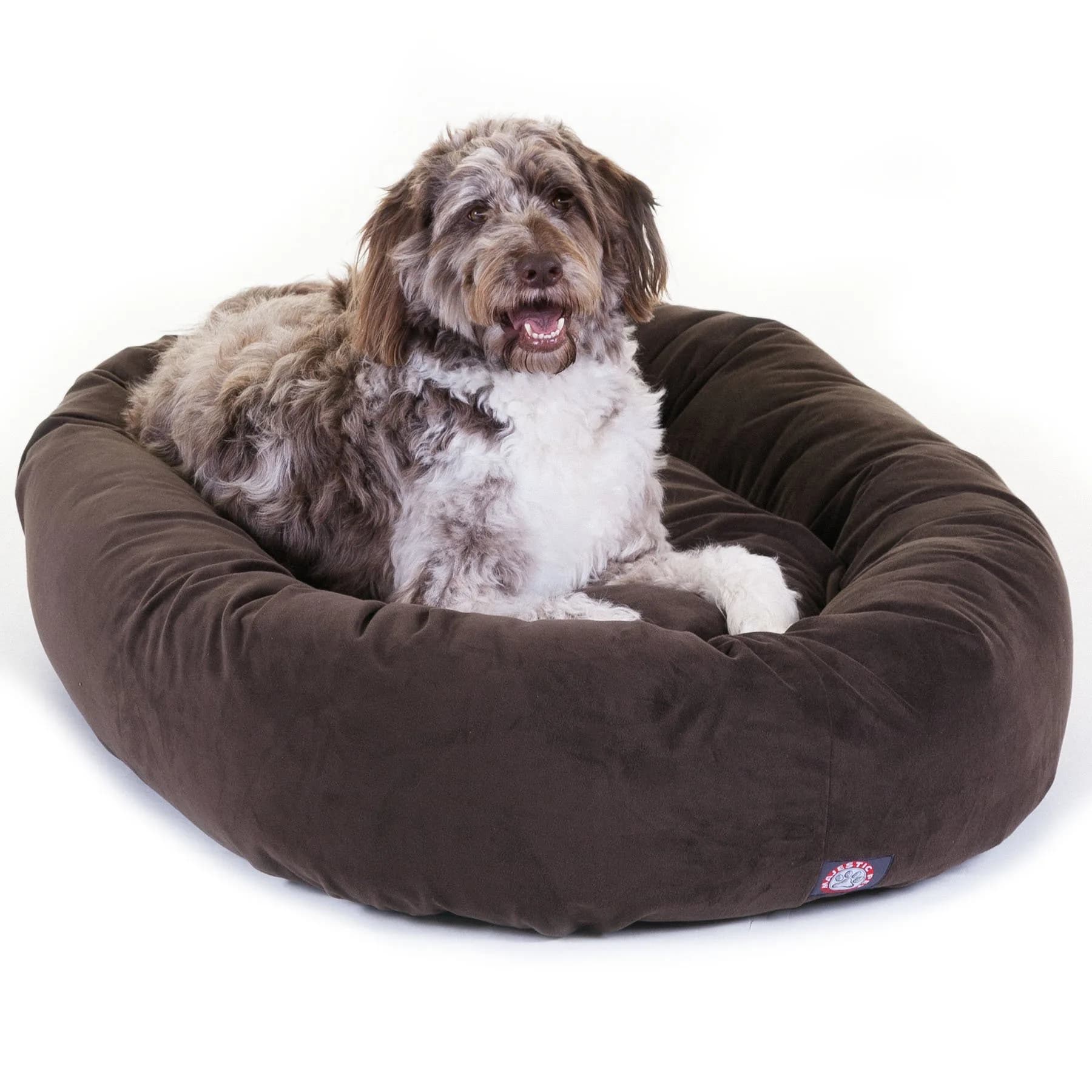 Majestic Pet Suede Calming Dog Bed, 52 in X-Large Round Washable, Chocolate | Supportive, Washable & Elegant thumbnail 1