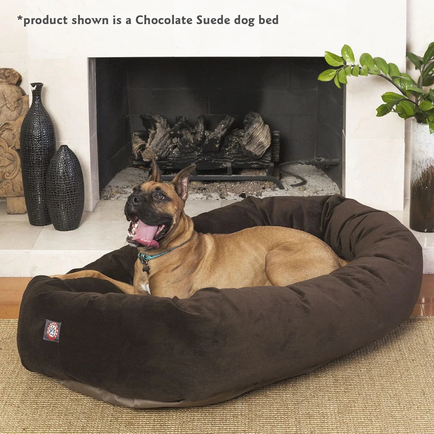 Majestic Pet Suede Calming Dog Bed, 52 in X-Large Round Washable, Chocolate | Supportive, Washable & Elegant thumbnail 6