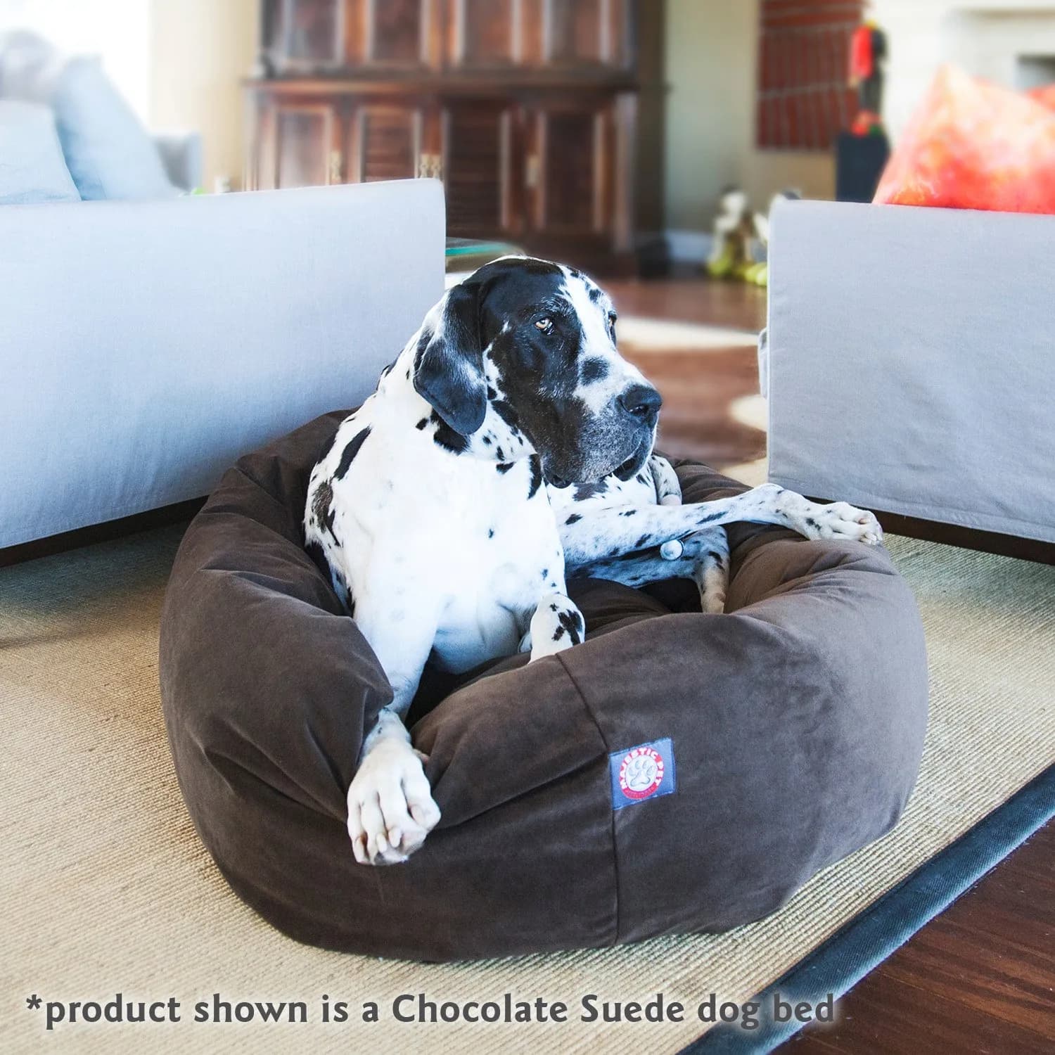 Majestic Pet Suede Calming Dog Bed, 52 in X-Large Round Washable, Chocolate | Supportive, Washable & Elegant thumbnail 7