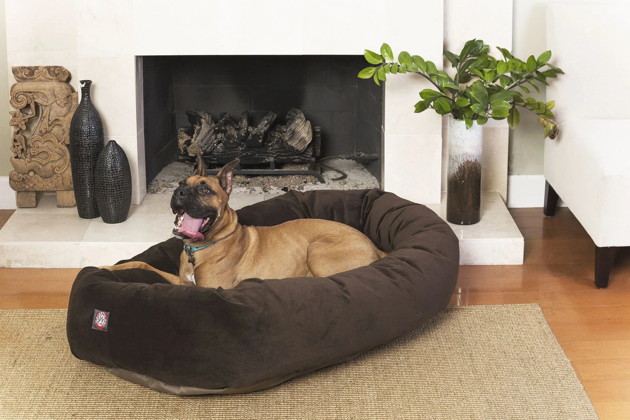 Majestic Pet Suede Calming Dog Bed, 52 in X-Large Round Washable, Chocolate | Supportive, Washable & Elegant thumbnail 8