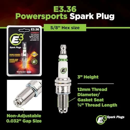 E3 E3.36 Premium Powersports Spark Plug for V-Twin Motorcycles, Harley Davidson Engines, Pack of 1 | 12mm Thread, 0.750-inch Reach thumbnail 4