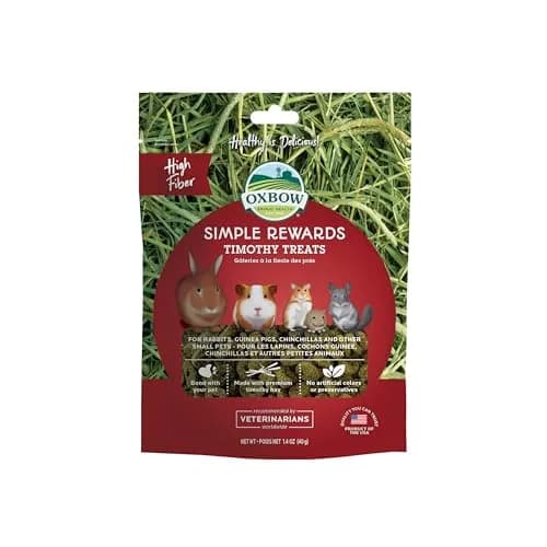 Oxbow Simple Rewards Timothy Treats for Small Pets, 1.4 oz (40g) | High-Fiber Hay Snacks for Digestive & Dental Health thumbnail 1