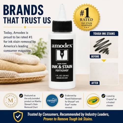 Amodex Ink & Stain Remover 30ml (1 Fl Oz) | Tough Stain Removal for Fabrics, Skin & Surfaces thumbnail 8