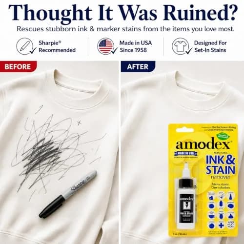 Amodex Ink & Stain Remover 30ml (1 Fl Oz) | Tough Stain Removal for Fabrics, Skin & Surfaces thumbnail 2