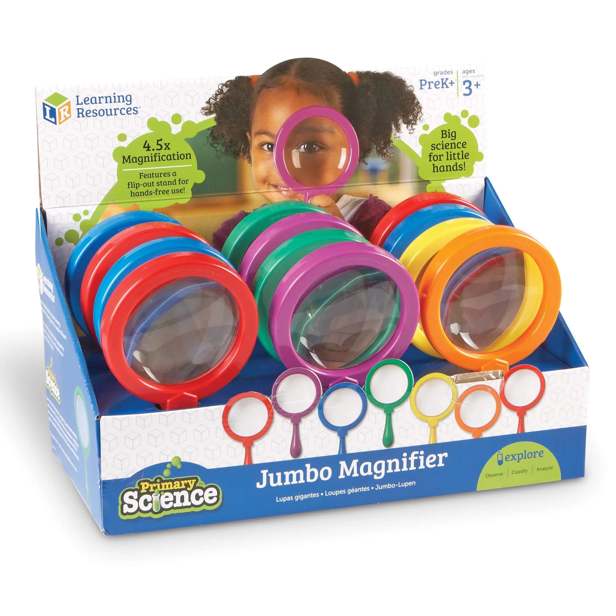 Learning Resources Primary Science Jumbo Magnifiers Set of 12 | 4.5x Magnification, Hands-Free Viewing - view 6