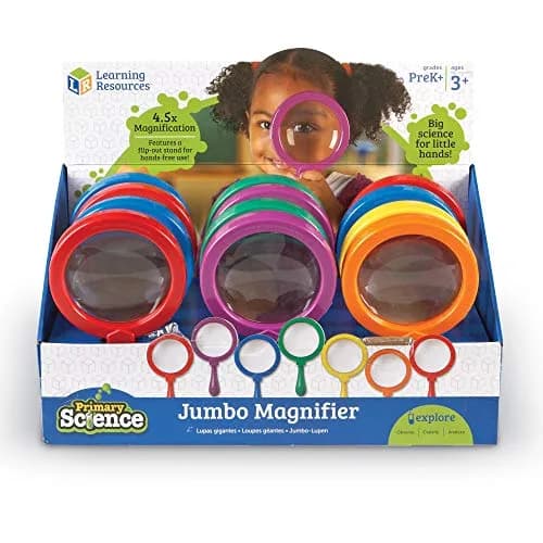Learning Resources Primary Science Jumbo Magnifiers Set of 12 | 4.5x Magnification, Hands-Free Viewing thumbnail 1