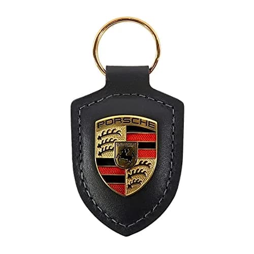 Porsche Crest Key Ring - Black | Classic Leather Keychain for Men & Women thumbnail 1