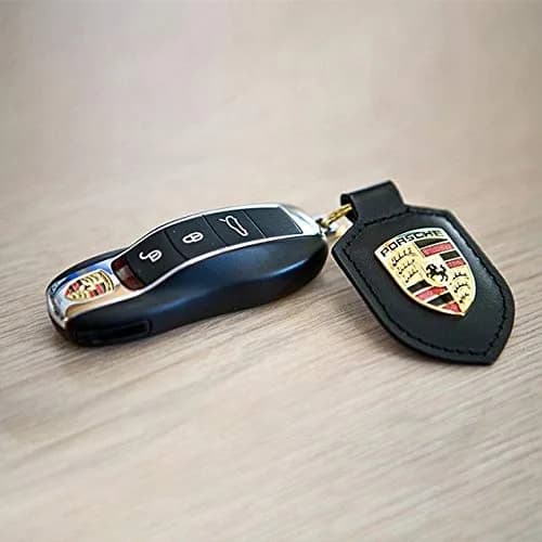 Porsche Crest Key Ring - Black | Classic Leather Keychain for Men & Women thumbnail 6