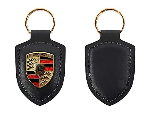 Porsche Crest Key Ring - Black | Classic Leather Keychain for Men & Women thumbnail 2