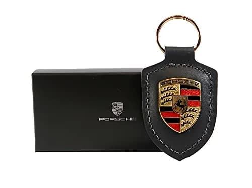 Porsche Crest Key Ring - Black | Classic Leather Keychain for Men & Women thumbnail 3