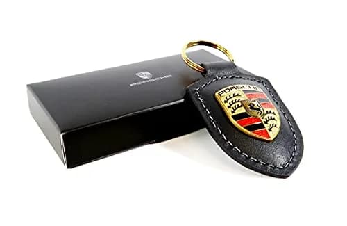 Porsche Crest Key Ring - Black | Classic Leather Keychain for Men & Women thumbnail 4