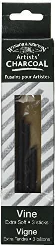 Winsor & Newton Artist Vine Charcoal Sticks Extra-Soft 3 Sticks | Professional Grade Drawing Medium thumbnail 1