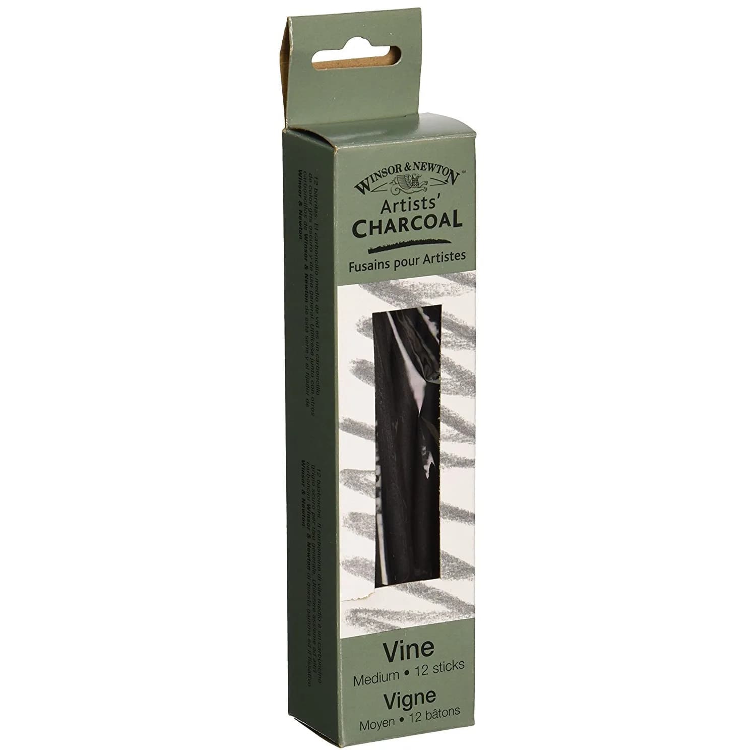 Winsor & Newton Artist Vine Charcoal Sticks Medium 12 Count (Box of 12) | Professional Grade Drawing Media - main product image