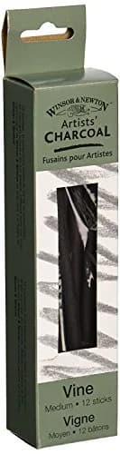 Winsor & Newton Artist Vine Charcoal Sticks Medium 12 Count (Box of 12) | Professional Grade Drawing Media thumbnail 1