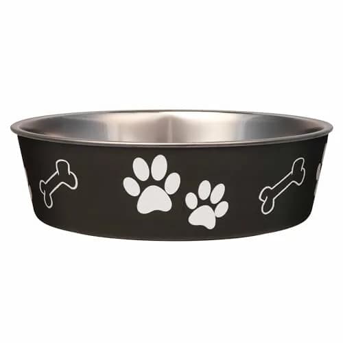 Loving Pets Bella Dog Bowls - Stainless Steel Spill Proof Pet Food & Water Bowl, Large 35-65 lbs, Espresso thumbnail 1