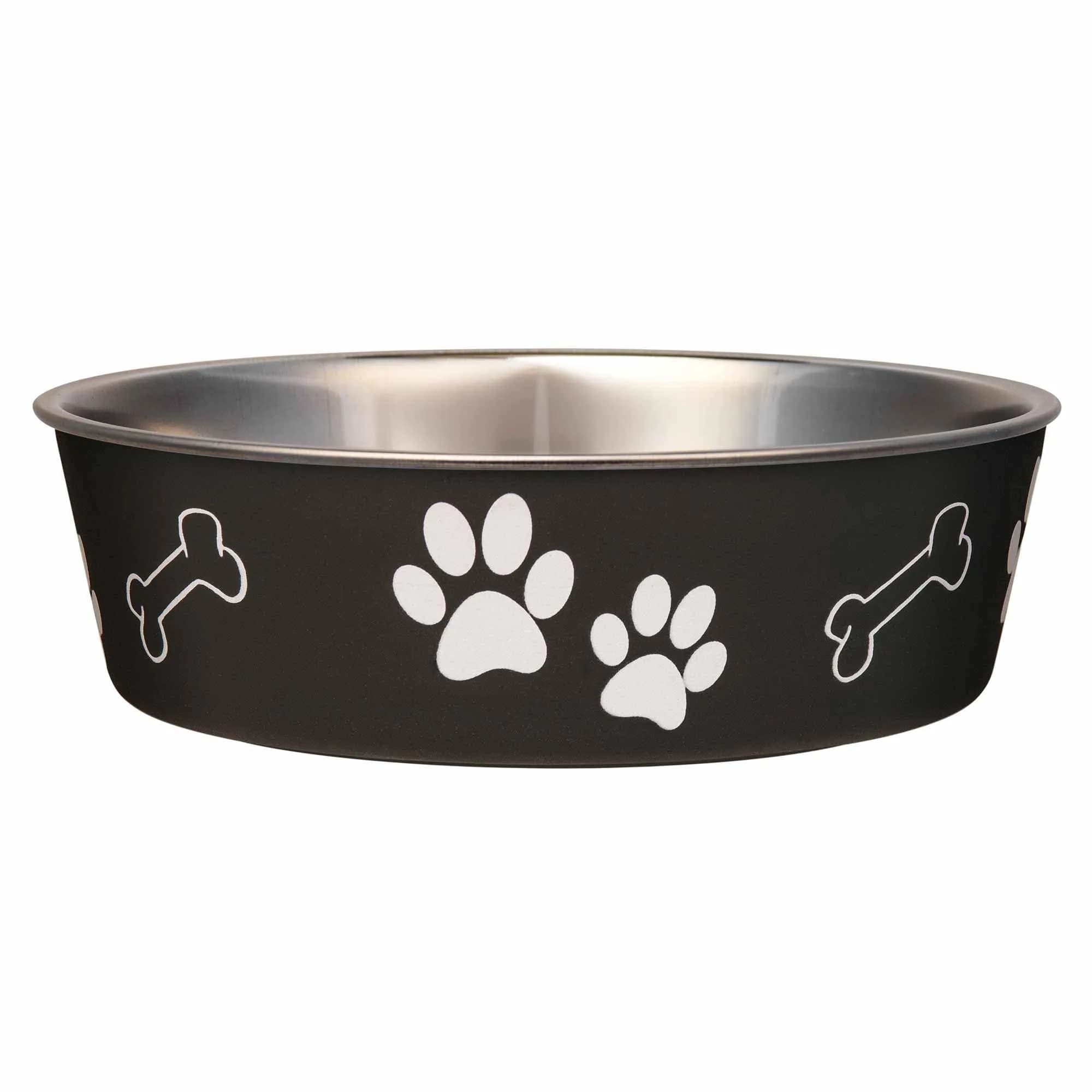Loving Pets Bella Dog Bowls - Stainless Steel Spill Proof Pet Food & Water Bowl, Large 35-65 lbs, Espresso