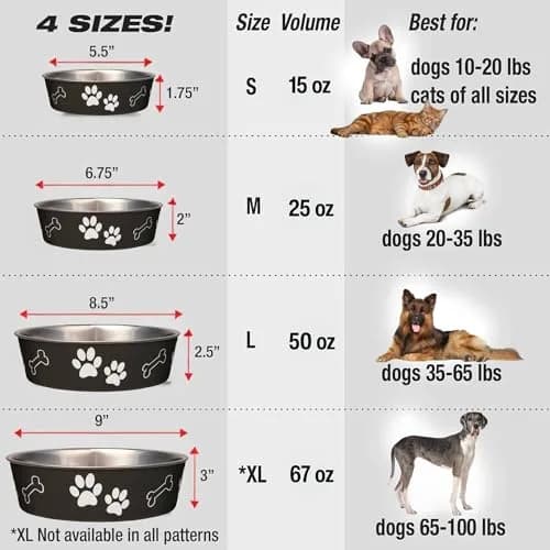 Loving Pets Bella Dog Bowls - Stainless Steel Spill Proof Pet Food & Water Bowl, Large 35-65 lbs, Espresso thumbnail 8