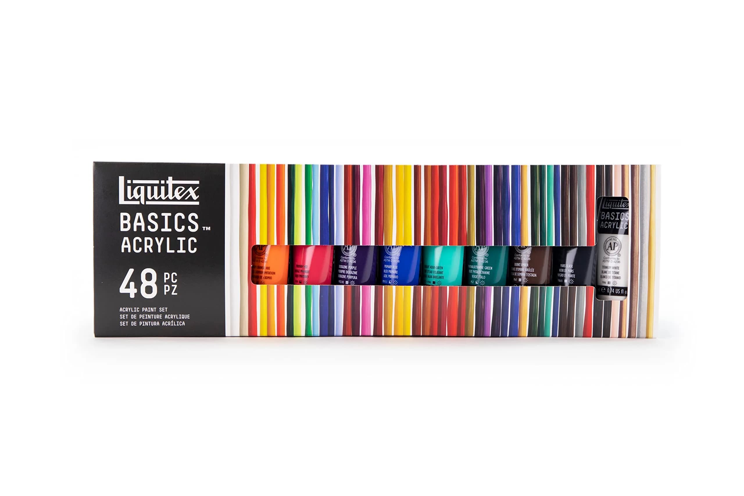 Liquitex BASICS Acrylic Paint Set, 6 x 22ml (0.74oz) Tubes, Primary | Heavy Body, Bright Colors, Safe for Education — Multicolor