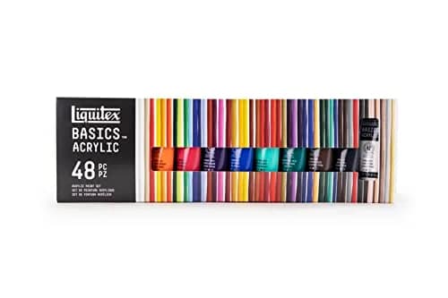 Liquitex BASICS Acrylic Paint Set, 48 x 22ml (0.74oz) Tubes | Heavy Body, Satin Finish, Bright Pigments thumbnail 1