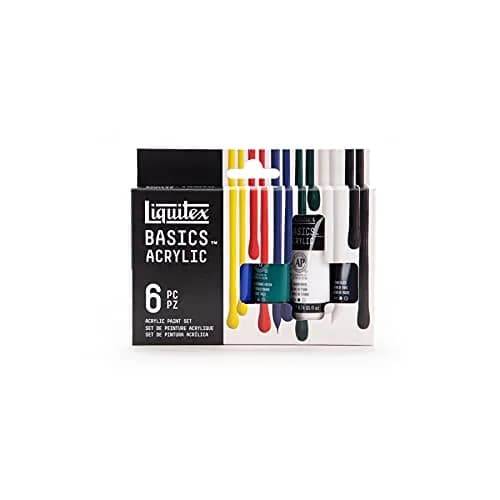 Liquitex BASICS Acrylic Paint Set, 6 x 22ml (0.74oz) Tubes, Primary | Heavy Body, Bright Colors, Safe for Education thumbnail 1
